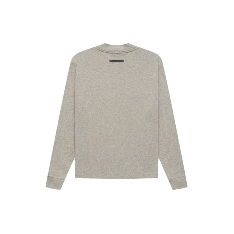 Fear of God Essentials Long Sleeve Tee Breathable Solid Crew Neck Unisex Tops Dark-Heather-Oatmeal FOG-FW21-190