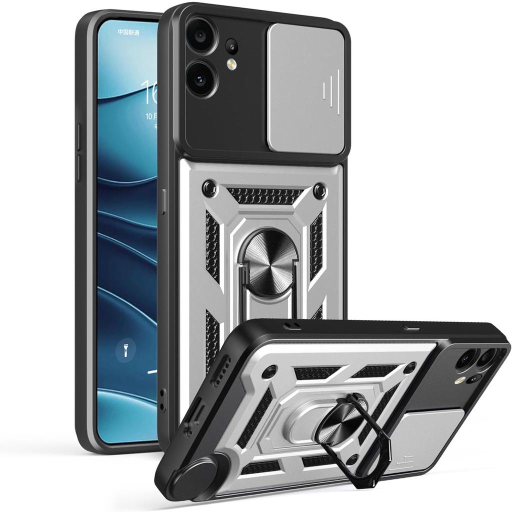 Husă Armură cu Suport pentru Telefon Nothing CMF 2 Pro, Acoperire Protecție Obiectiv cu Inel, Suport Magnetic, Coque Fundas Capa