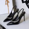 Fashion Sexy Rhinestone High Heels Luxury Women Pumps Stiletto Heels 10 Cm Buckle Women's High-heeled Sandals Summer Shoes Women Heels