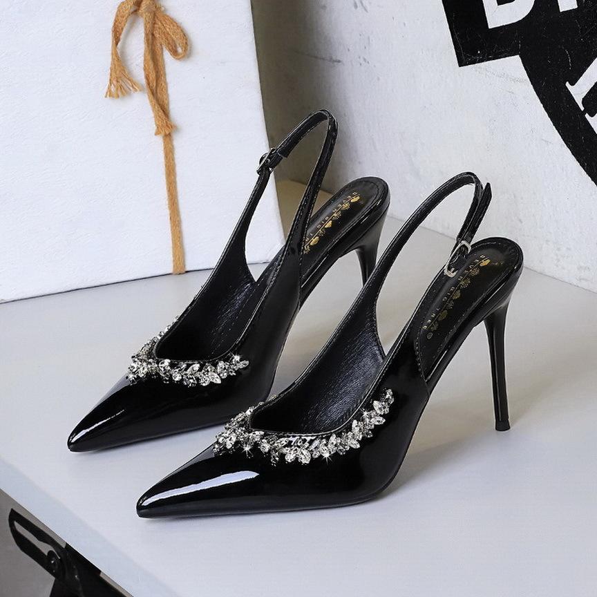 Fashion Sexy Rhinestone High Heels Luxury Women Pumps Stiletto Heels 10 Cm Buckle Women's High-heeled Sandals Summer Shoes Women Heels