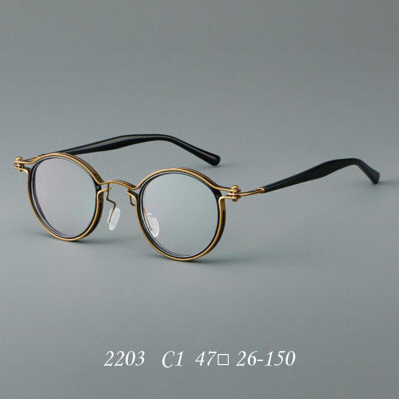 TR Retro Full Rim Classic Round Eyeglass frame Luxury Spectacles Acetate Glasses C1