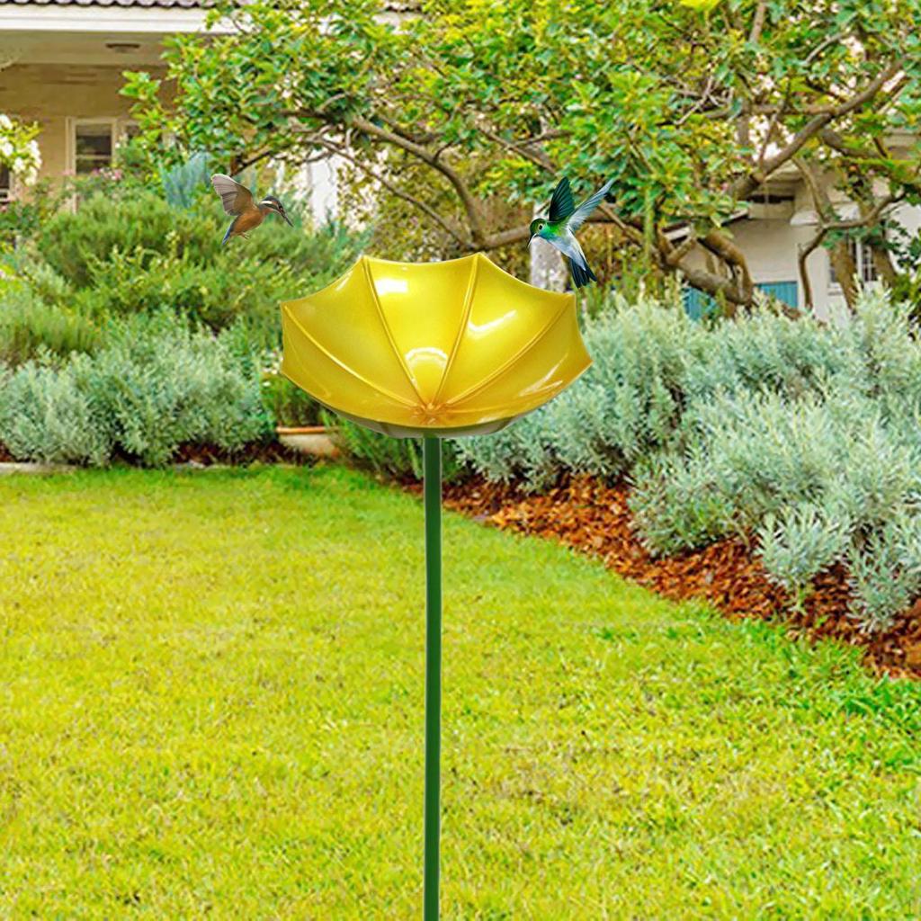 Bee Feeder Stake with Bird Bath Iron Garden Ornament for Backyard Use