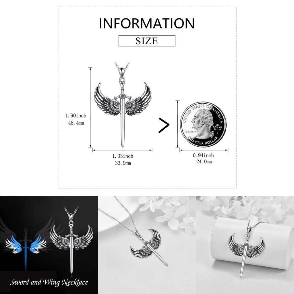 Punk Cross Wings Pendant Necklace With Geometric Alloy Chain For Men And Women
