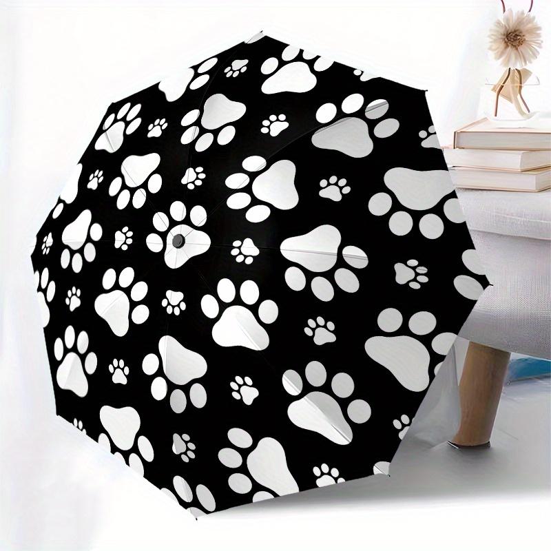 Adorable Paw Print Round Sticker for Pets LoversUmbrella, Portable 3-Fold Compact Umbrella for Men & Women Gift