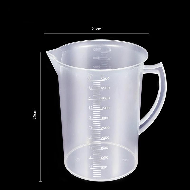 1000ml/5000ml Food Grade Thickened Plastic Graduated Measuring Cup Clear Sustainable Lidless Beaker for Kitchen Lab Restaurant