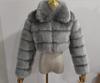 Cappotto da donna in finta pelliccia di volpe europea, Patchwork, Manica lunga