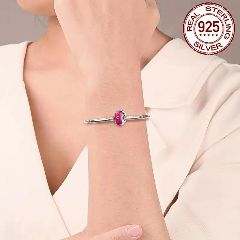 925 Silver Sparkling Blue Glass Beads with Petal Design Charm Fit Original Bracelets Necklaces Jewelry For Women