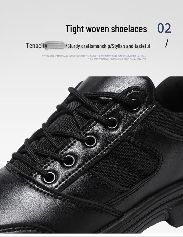 Men's Black Leather Low-Top Soft Sole Outdoor Training and Workwear Shoes