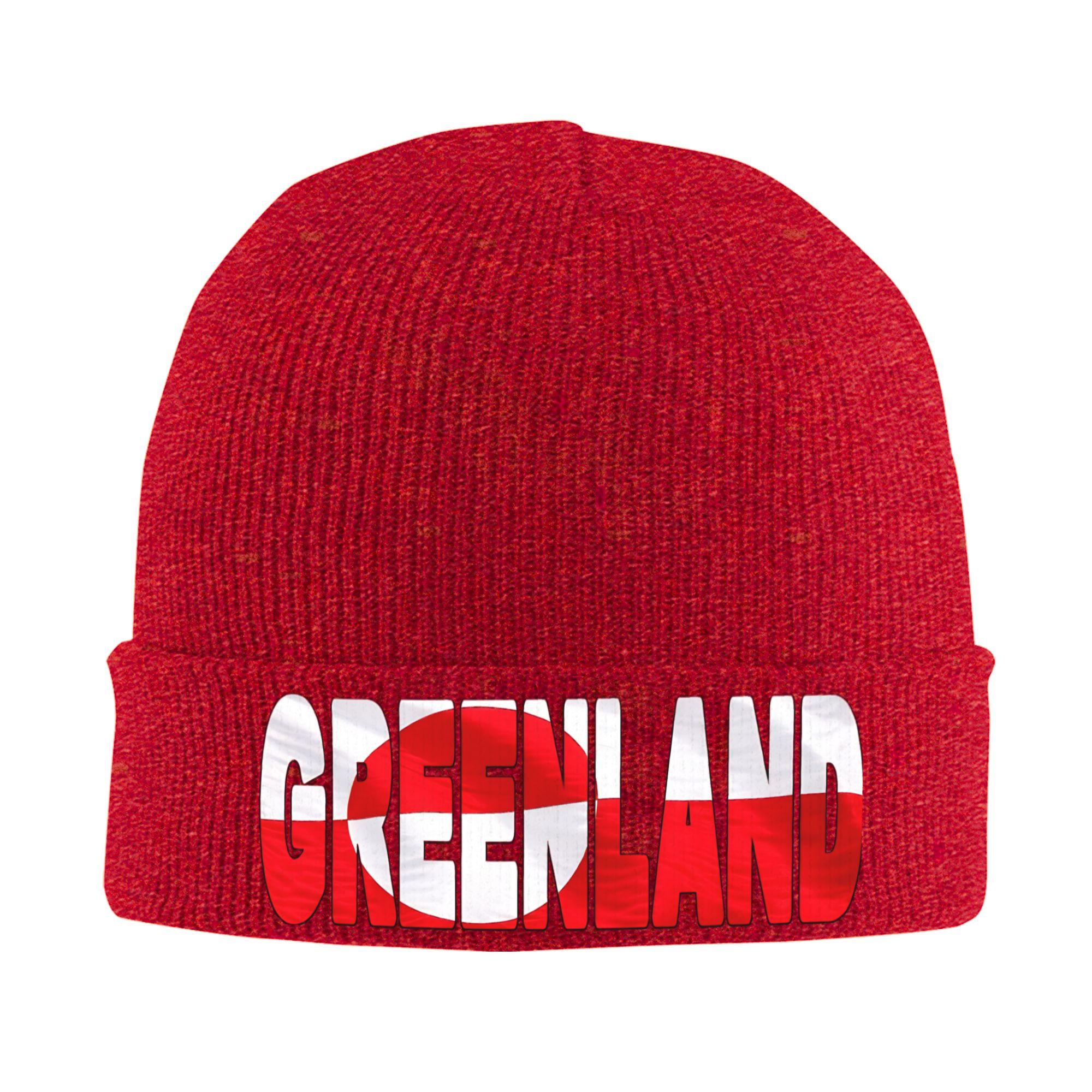

GREENLAND Flag Flying in Wind Knitting Hat Vintage Caps Men Women Kpop Beanie Hats Winter Printed Elastic Bonnet Hats One Size