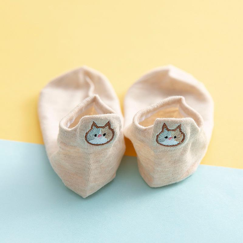 Women's 3D Embroidered Cat Cotton Ankle Socks