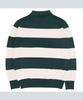 Mondiag [Mondiac X E.Enough] Women'S Merino Wool Round Collar Knit (Green & White Stripe)