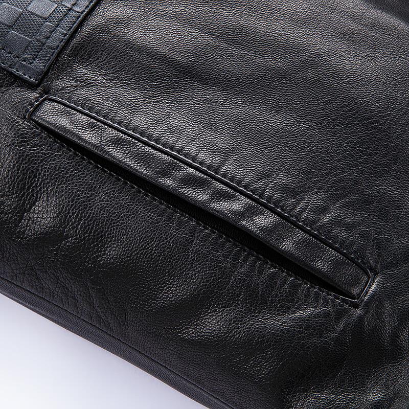 FAPAI Men's Genuine Goatskin Turn-Down Collar Leather Jacket