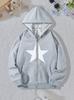 Trendy Star Design Casual Hoodie High Street Jacket for Boys Girls Zipper Spring Autumn Trendy Cartoon Sweatshirts Zip Up