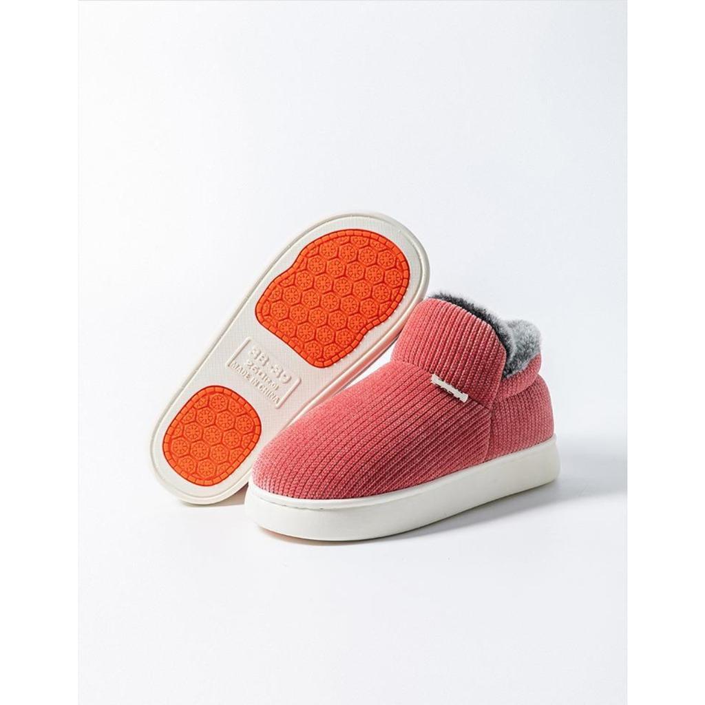 Winter Plush Thick Soled Cotton Slippers Bag and Heel for Men, Anti Slip for Women, Outdoor Wear, Indoor Home Cotton Shoes