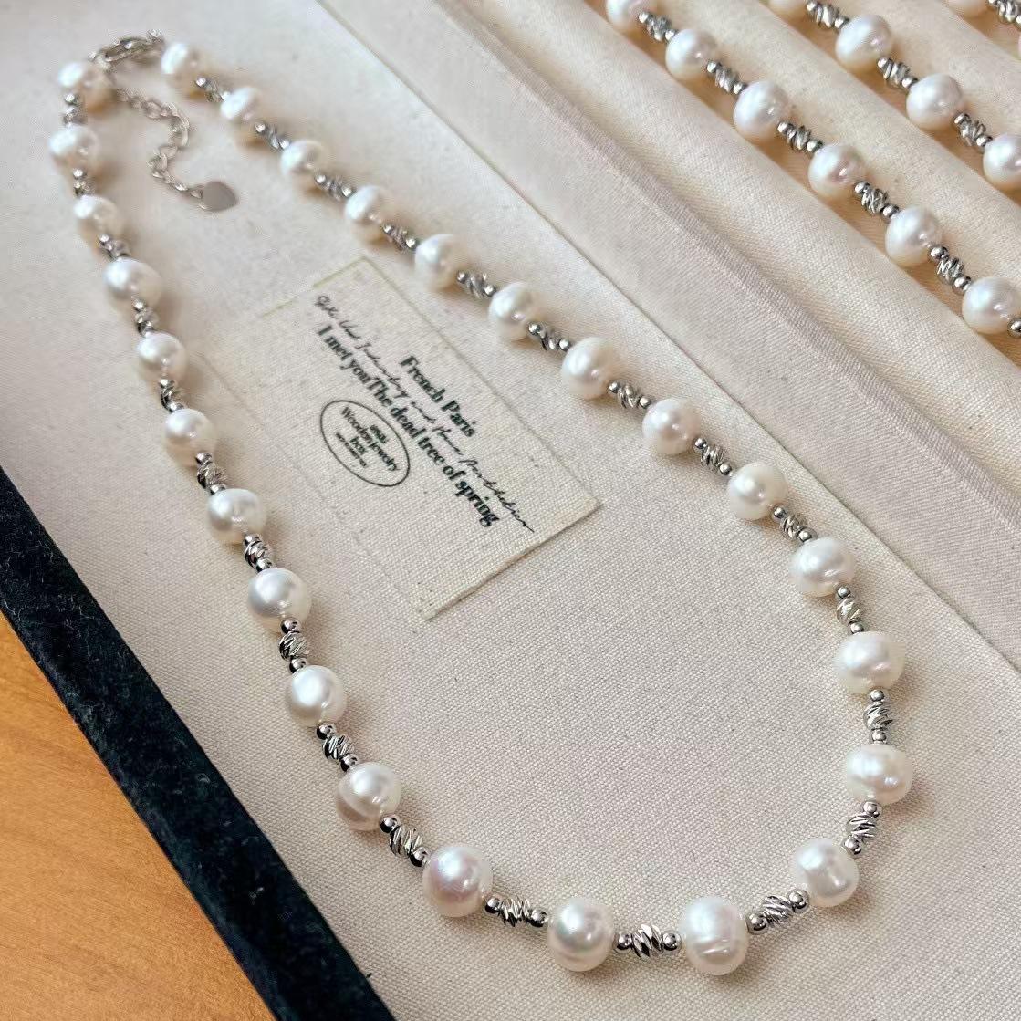 Vintage High Quality Natural Freshwater Pearl Gypsy Collarbone Chain Necklace