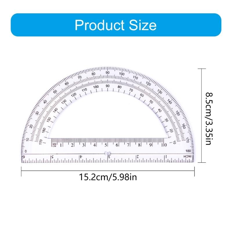 5 STÜCK Klarsicht-Winkelmesser 180 Grad Winkelmesser Messwinkelmesser für Studenten Entwurf Zeichnen Mathe Messwerkzeug
