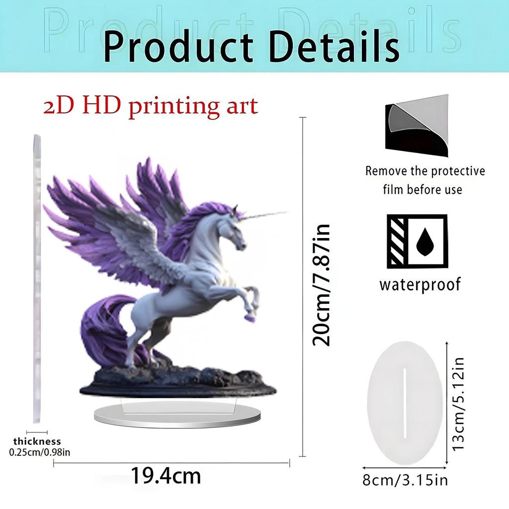 Fairy Tale Flower Fairy & Unicorn 2D Acrylic Ornament for Home Decor