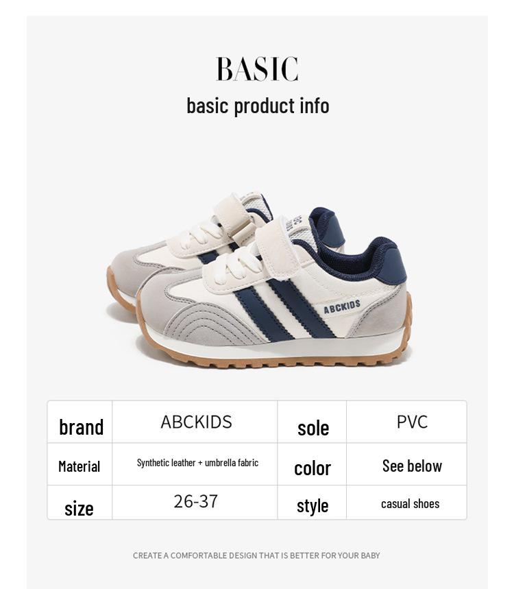 ABCkids5937 Kids' Velcro Sneakers - Spring/Autumn 2025 Collection, Soft Sole Casual Skate Shoes for Boys & Girls