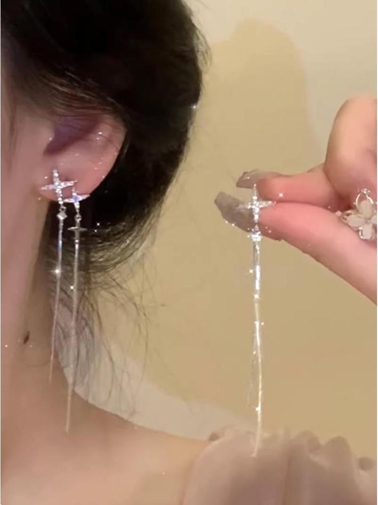 Super Glitzernde Zirkon Quastenohrringe - Vintage Koreanischer Influencer Stil 2025 Trend