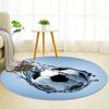 Retro Burning Football Round Rug Nonslip Area Rug Office Chair Mat Carpet For Living Room Bedroom Home Decor