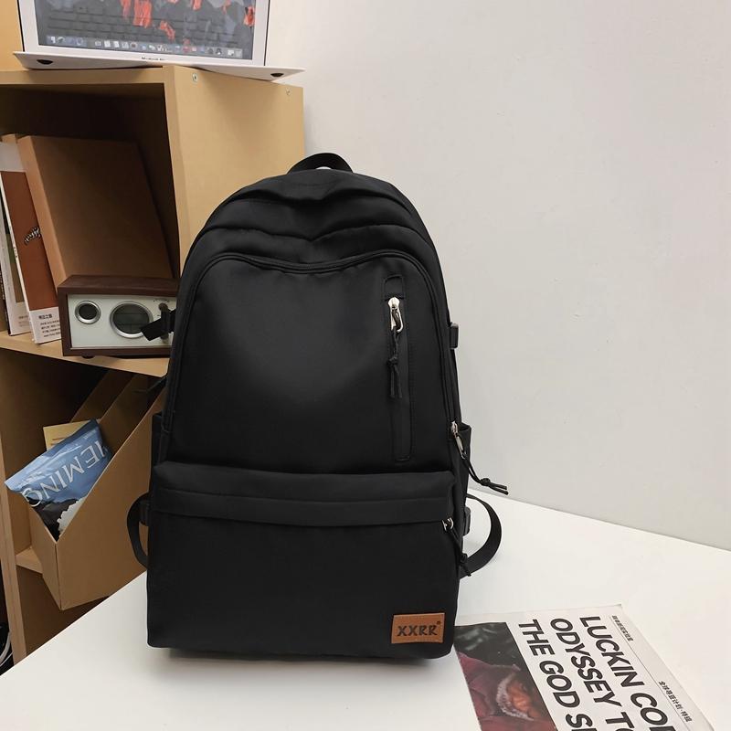 Male Solid Color Backpack Female Large Capacity Student Schoolbag