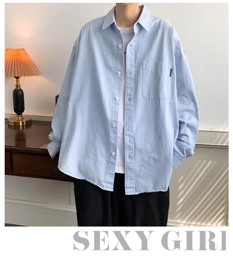 Japanese CityBoy Solid Color Layered Lapel Long-Sleeve Summer Men's Shirt Jacket