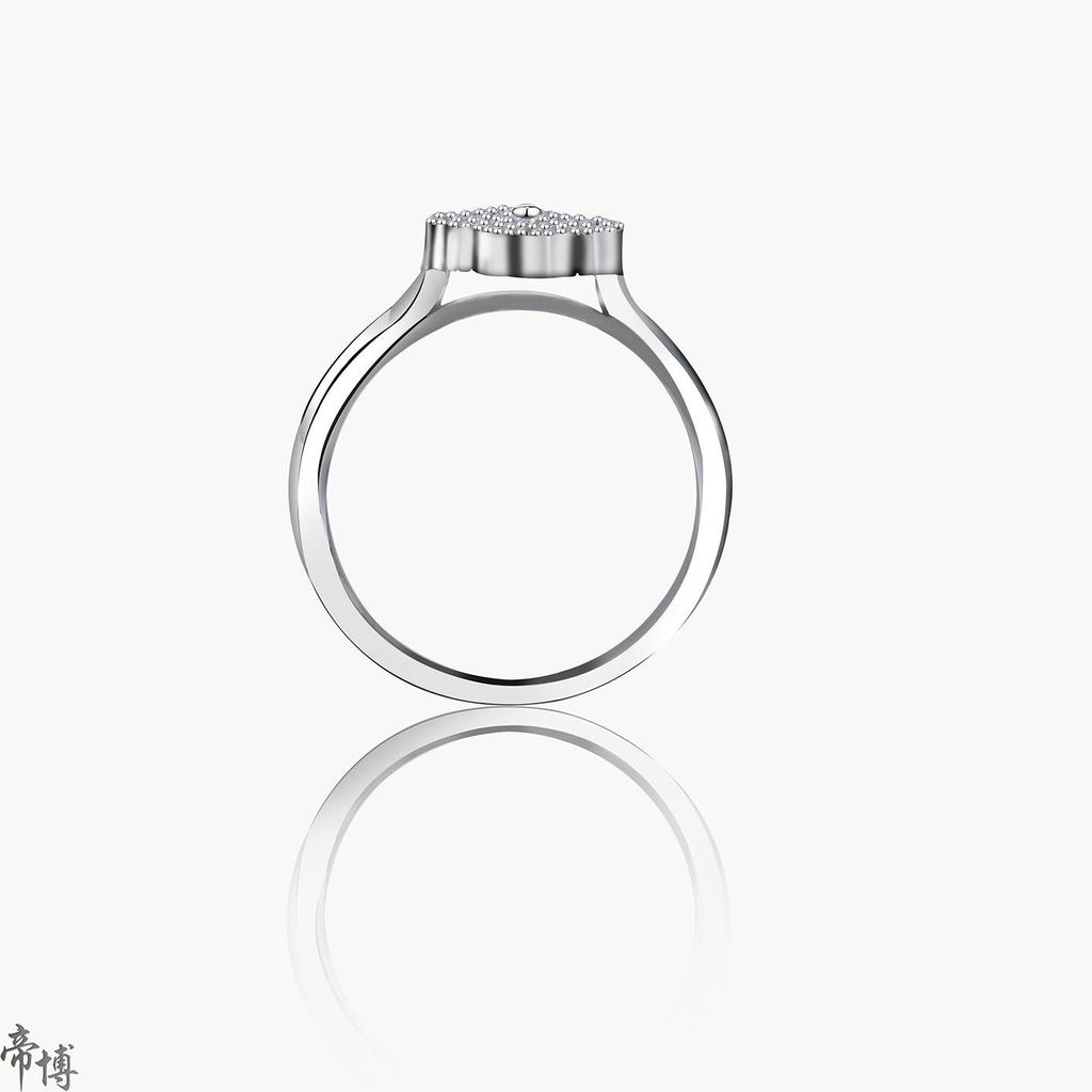 Four-Leaf Clover Diamond Ring: S925 Sterling Silver, Elegant & Versatile Women's Style.