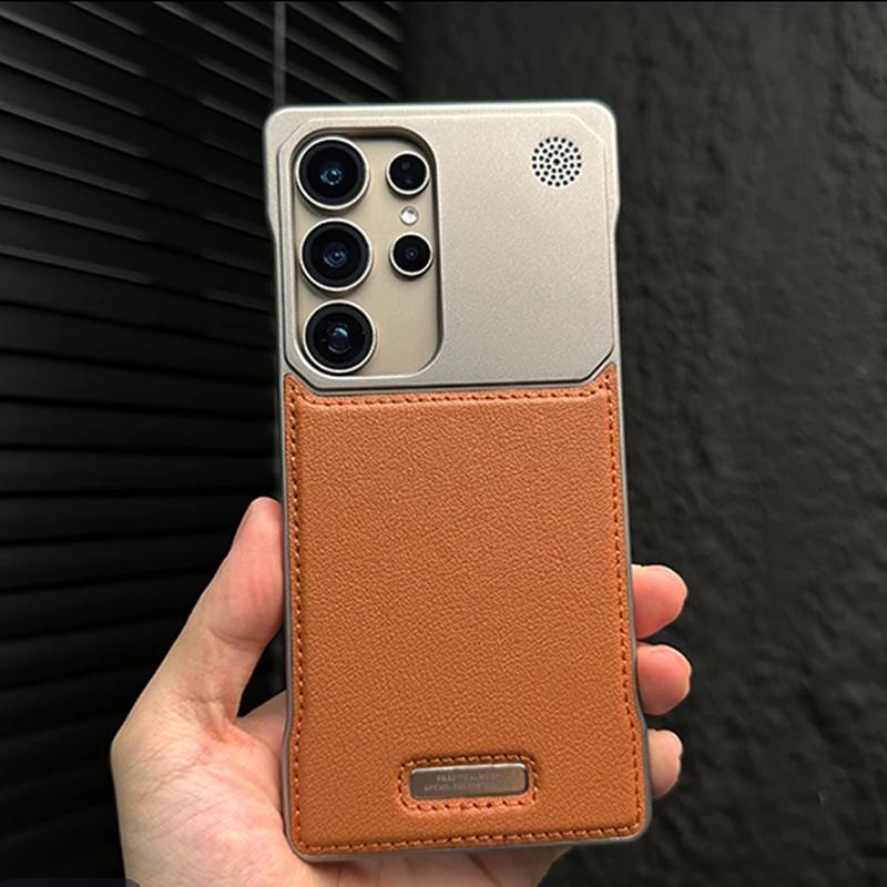 Leather Magsafe Bumper Case for Samsung Galaxy S25 S23 S24 Ultra Plus Borderless Aromatherapy Magnetic Frame PU Cover