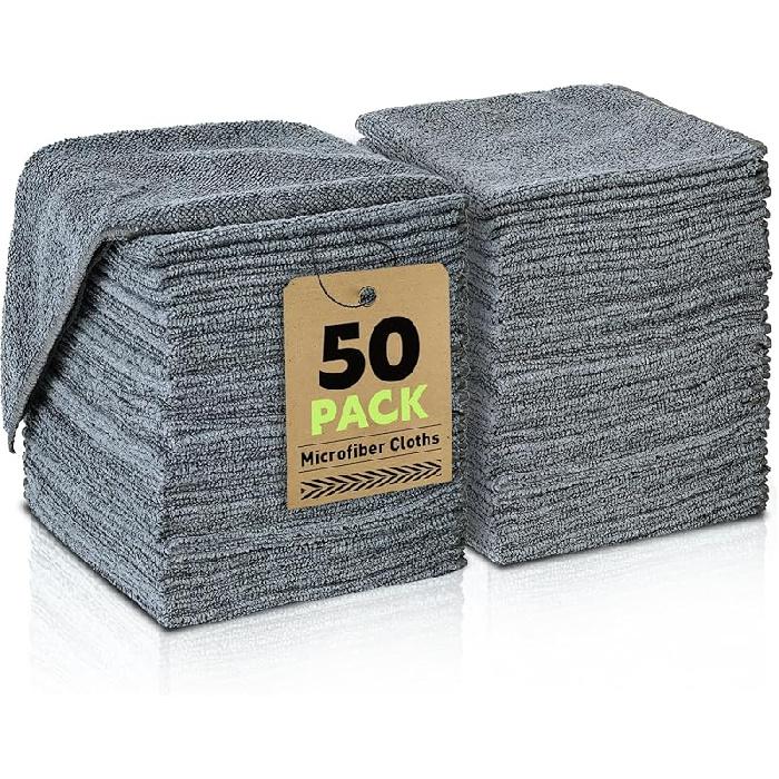 Microfiber Cleaning Cloths Bulk-18 Pack, Gray Microfiber Towels For Cars, Ultra Absorbent Microfiber Towel Weave Grime & Liquid For Streak-Free