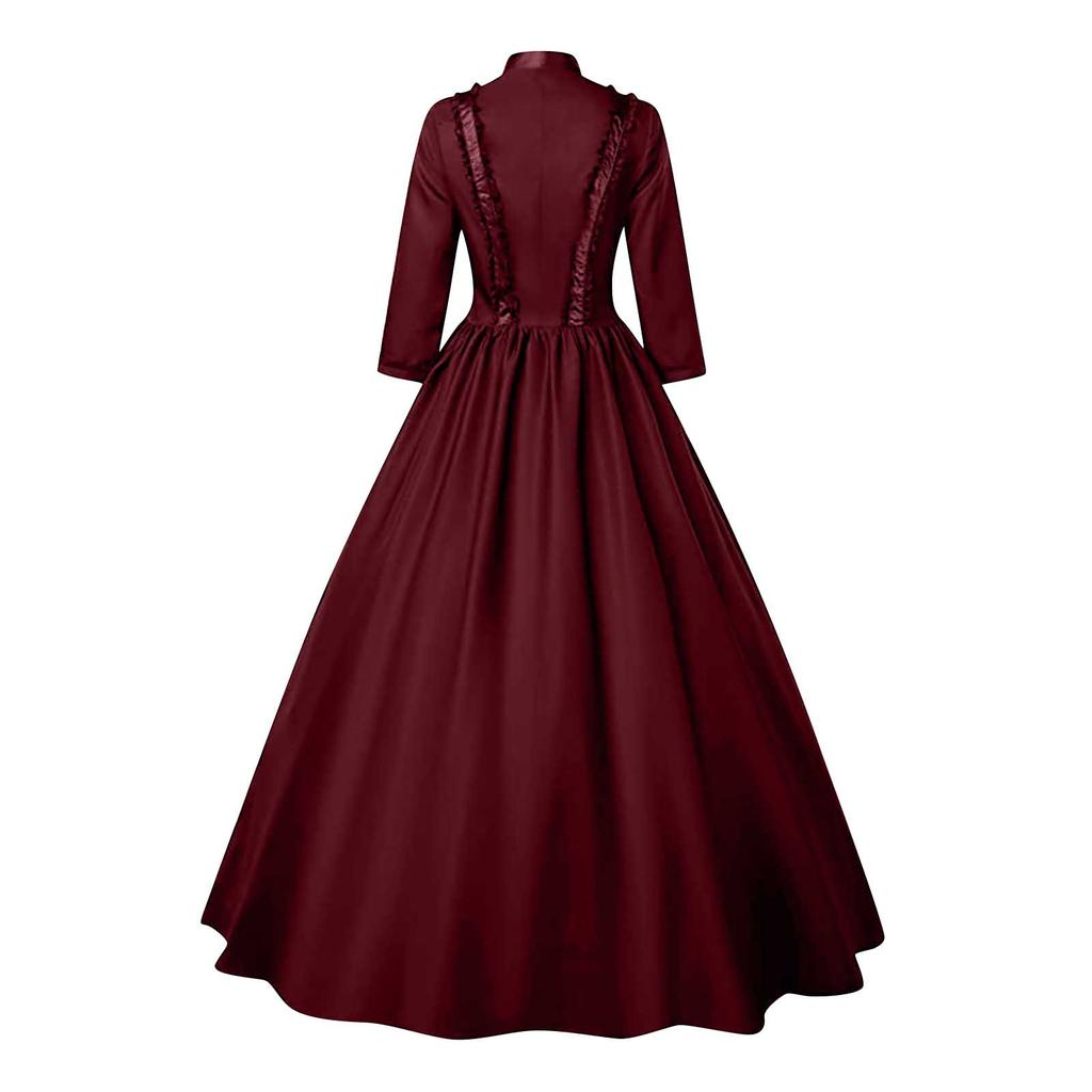Women's Gothic Ruffle Bell Sleeve Corset Halloween Costume Plus Size Dress Off Shoulder Pattern Print Color Dress