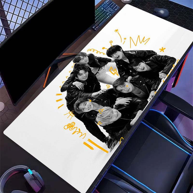 BTS Poster Mouse Pad, Large Gaming Desk Mat, Non-slip XXL Mousepad for Laptop & Tablet, Mini PC Playmat with Stitched Edges