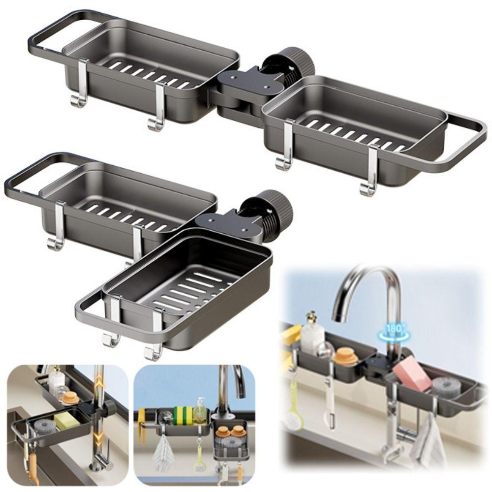 Rotatable Faucet Sponge Soap Shelf Waterproof Dishcloth Drainer Basket Kitchen Supplies