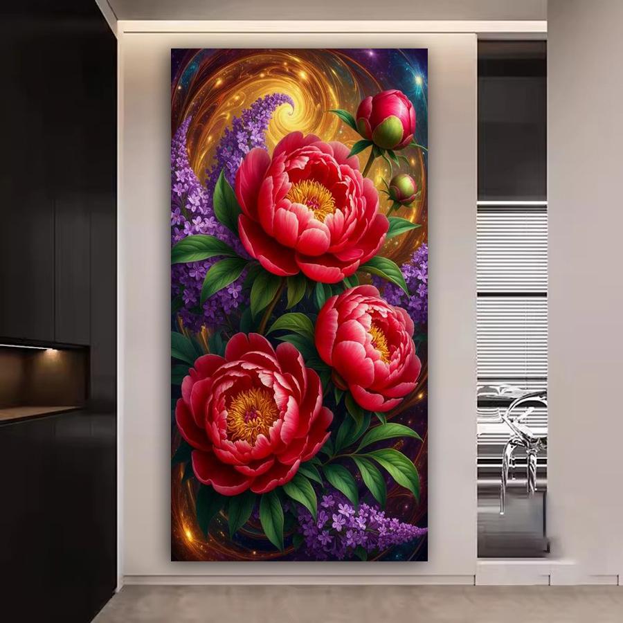 Diy Diamond Mosaic Red Peony Large Size Diamonds Painting Full Drill Rhinestone Embroidery Flowers Jewelry Cross Stitch Kits Wall Decor