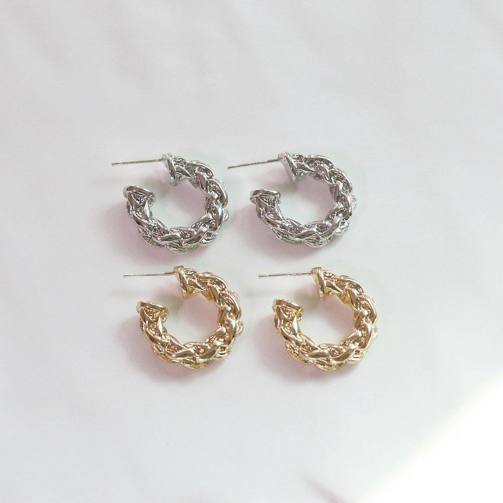 Sosa Gold Silver Twisted Twist Hoop Earrings