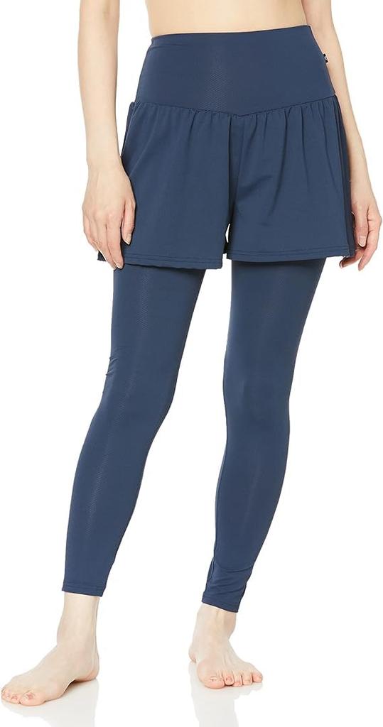 Leggings Beauty Yoga Mesh Style Layered Bottoms Length 49266PS Dark Navy LL [Atsugi] [Clear Active] 8/4 Women's
