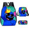 Rainbow Friends Three-Piece Set, Primary And Secondary School Students Satchel, Animation Cartoon Pencil Case, Large Capacity, And Wear-Resistant