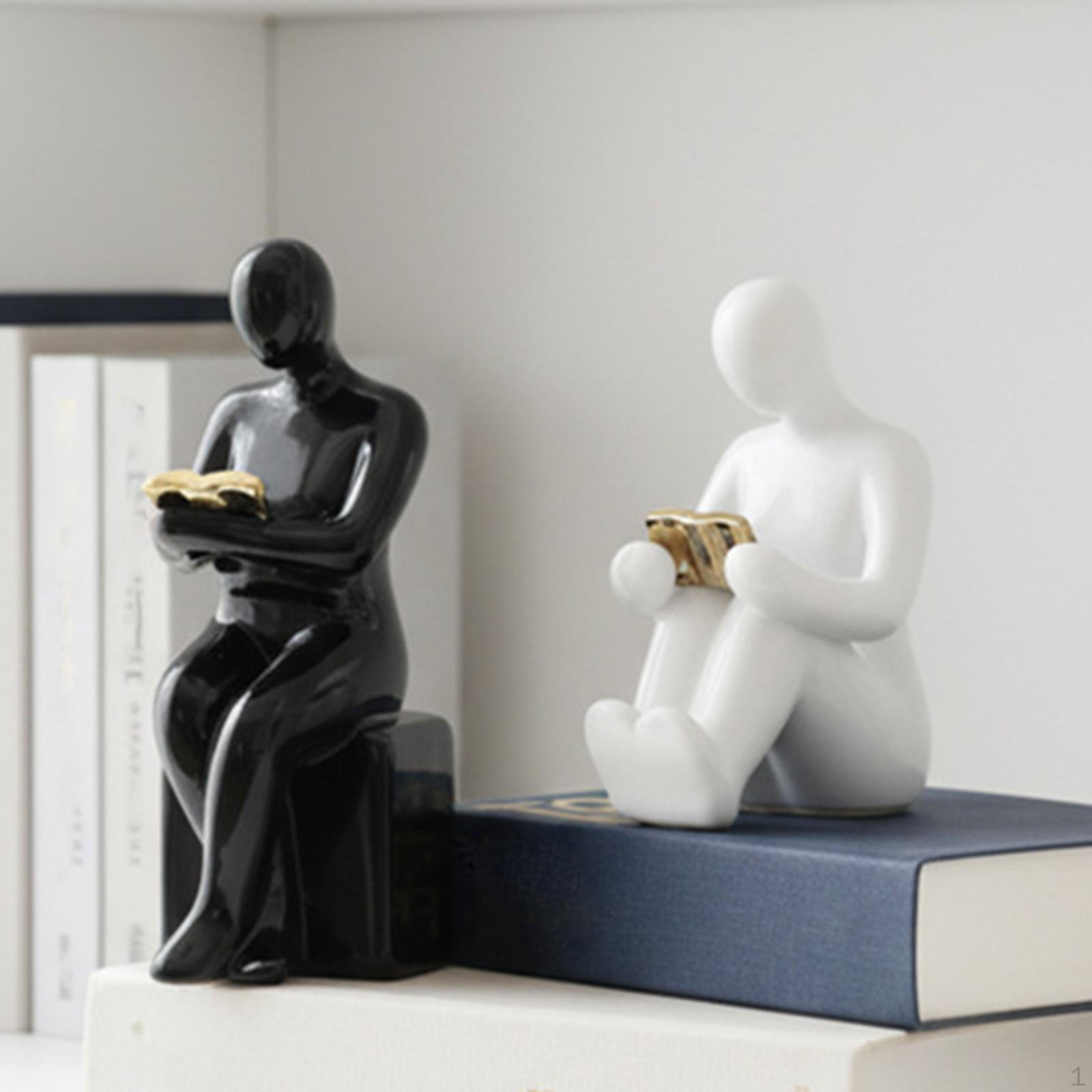 Книжные подставки Книжные упоры Абстрактный Эстетичный Элегантный Поддержки Статуэтка Акцент Скульптура Декор Упоры 8cm x 9.5cm x 22cm_Black and white