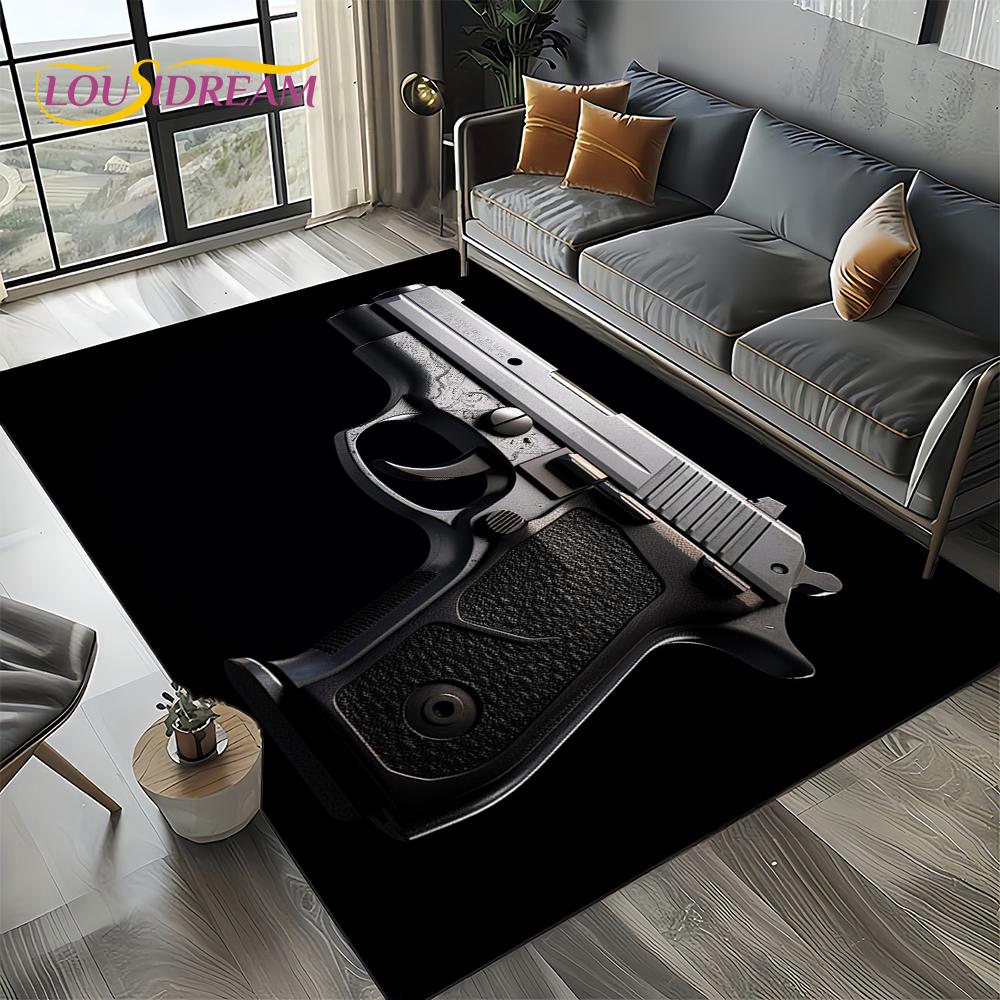 2025 New Cool Guns Pistol Ammunition Bullet Cartridge AK M4 Rug Carpet for Living Room Bedroom Decor,Non-slip for Sofa Doormat