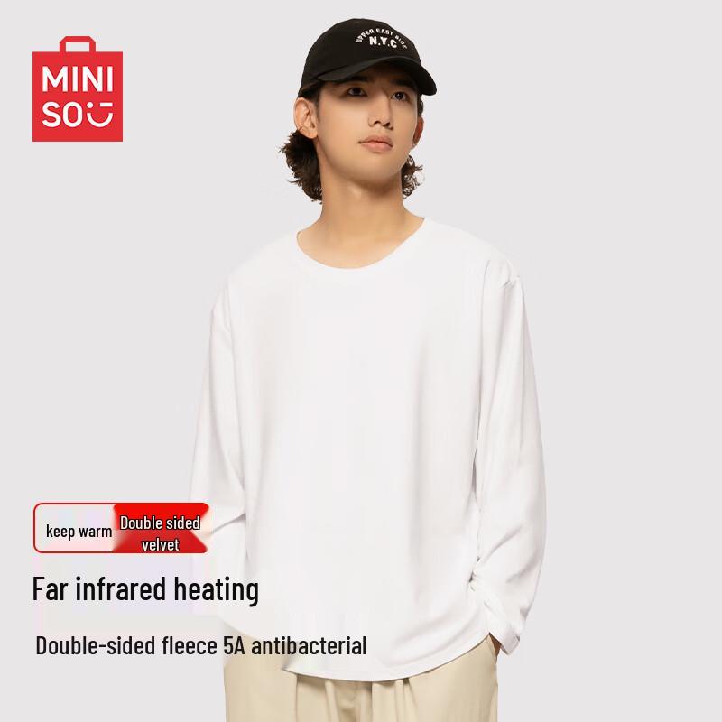 MINISO Men s Basic Loose Fit Fleece Lined Long Sleeve T-shirt L