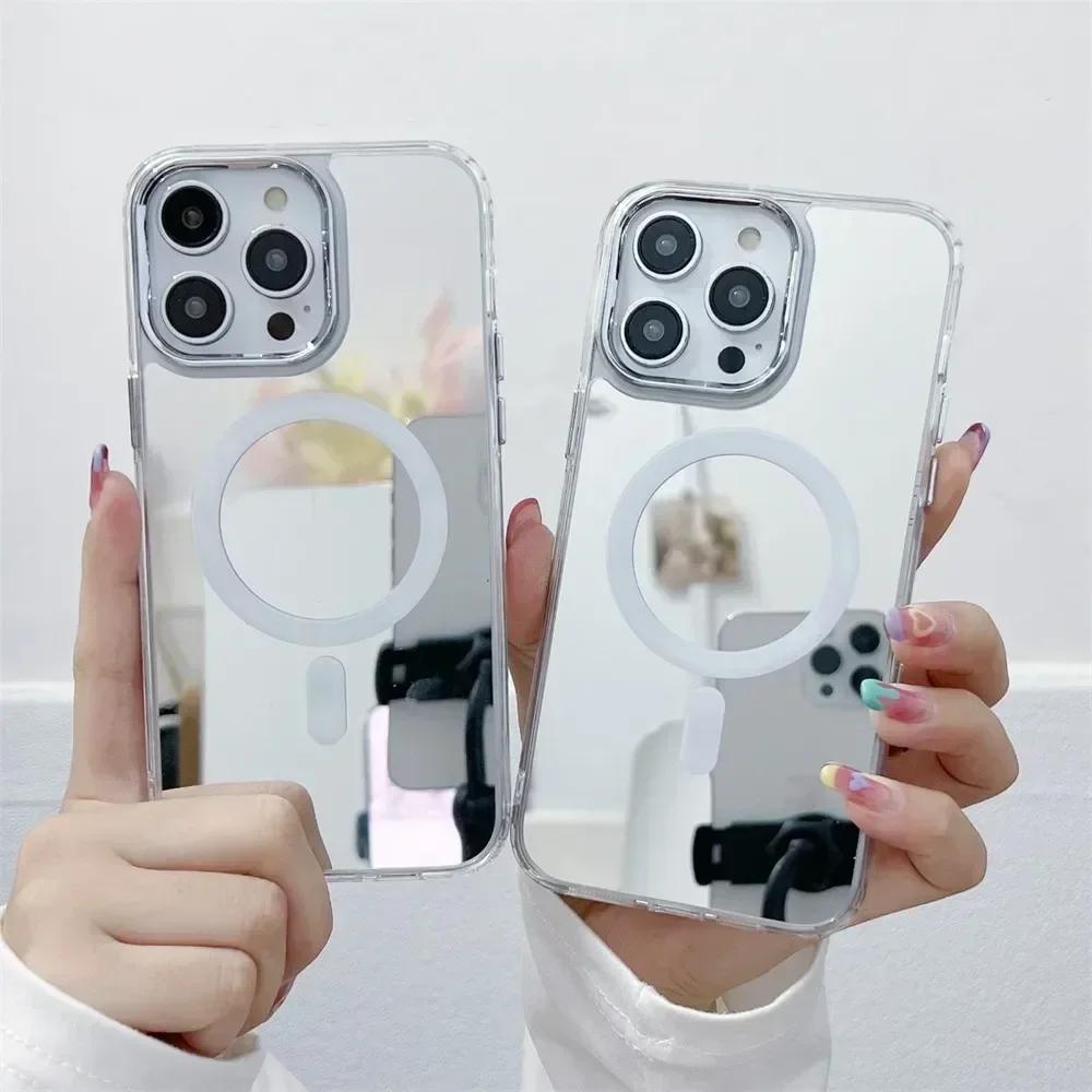 Make Up Mirror Magnetic for Magsafe Case For iPhone 13 14 16 17 Pro Max 17 Air 12 Pro 11 15 Plus Thin Wireless Charging Cover