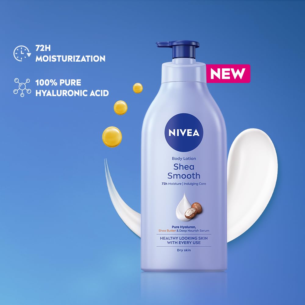 Nivea Shea Smooth 400ml Body Lotion For Men & Women | 48H Moisturization | Non-Greasy Velvet Skin | Deep Hydration Serum