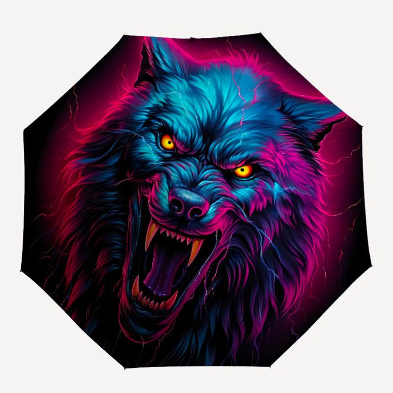 

1pc Wolfpack Alpha Compact Travel Umbrella, Automatic Folding Lightweight Windproof 8-Bone Reinforced Design, Portable for Backpack Durable