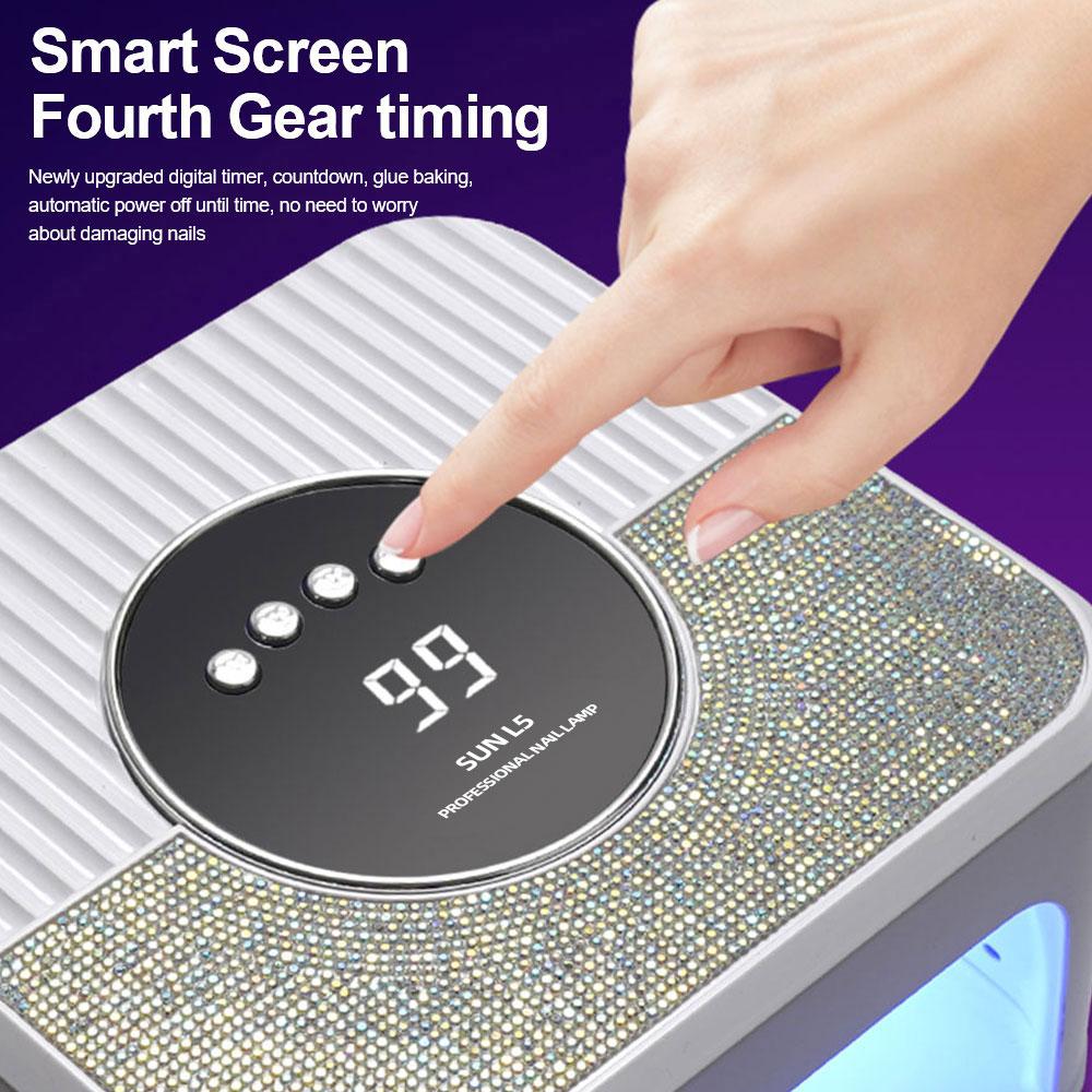 45LED UV Nail Lamp High Power Nail Dryer with LCD Smart Screen Gel Curing Drying Lamp Removable Base Pedicure Tool for Home
