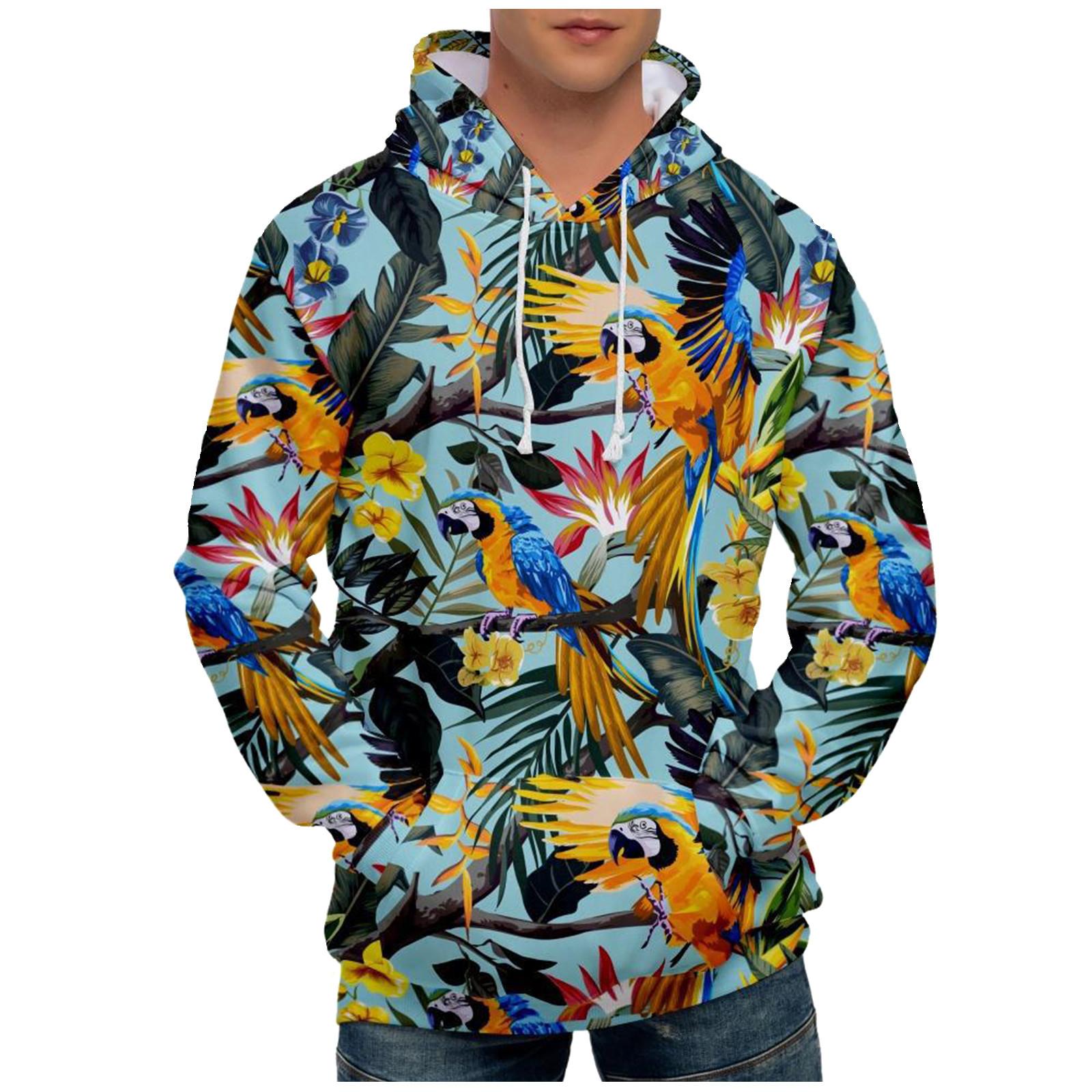 

Модный свободный мужской и женский свитер с капюшоном с длинным рукавом и принтом L