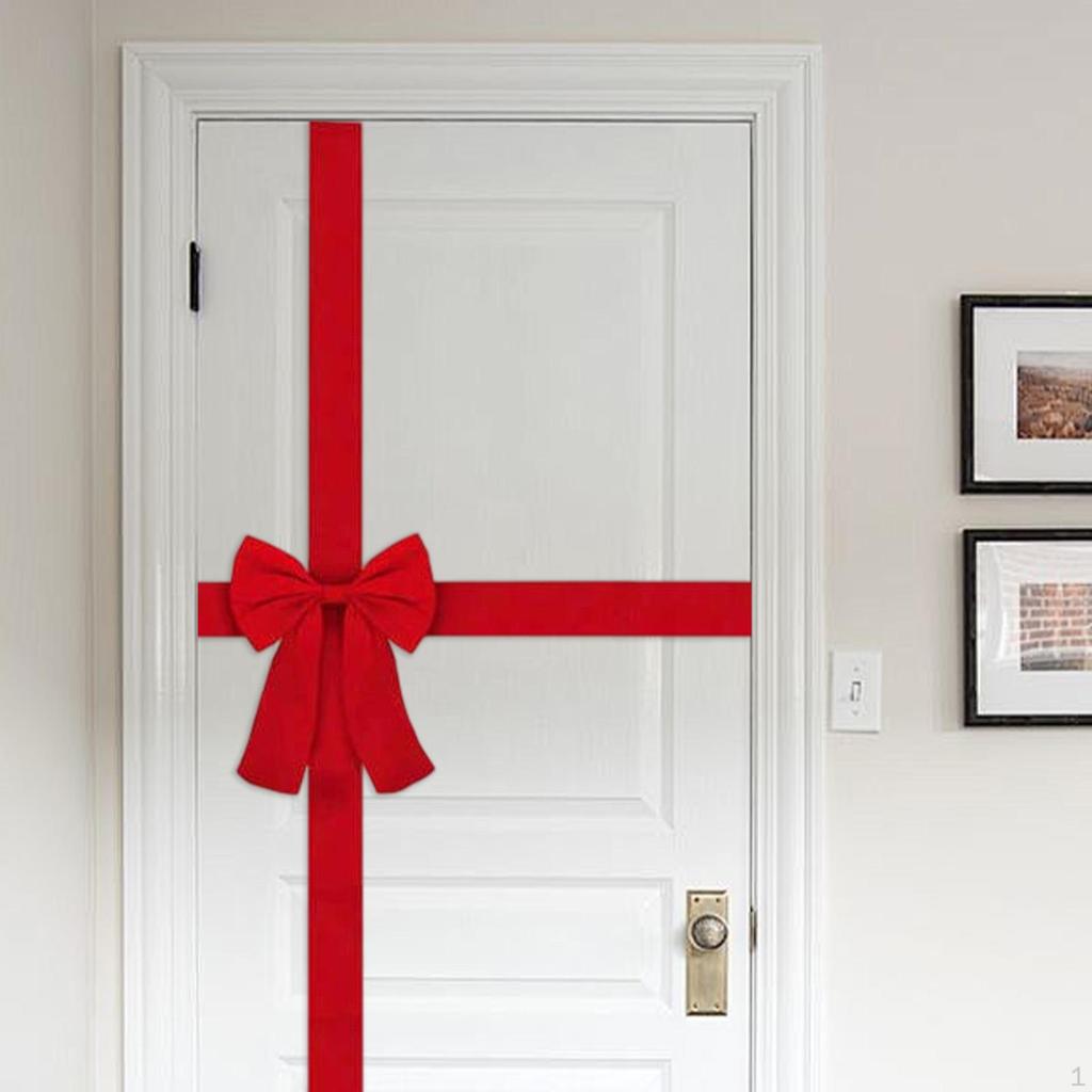 Cabinet Door Ribbon Bow Xmas Tree Red Ornament Decorative Festival Wrapping Decorations Front