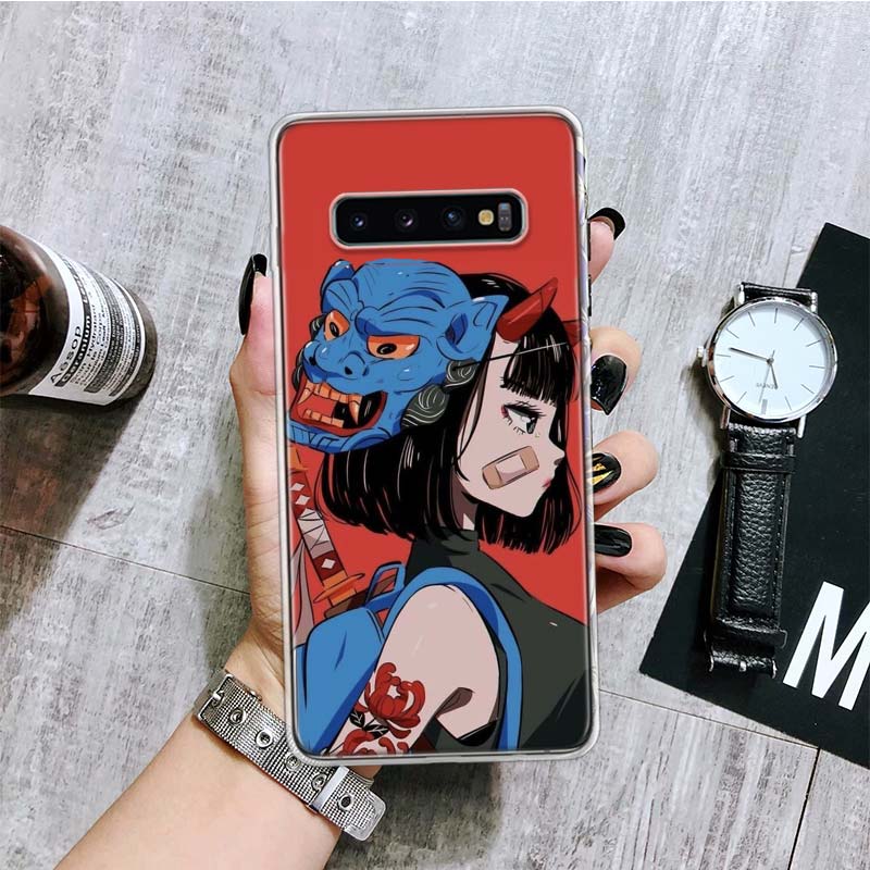 Carcasă de telefon în stil japonez cu anime Girl pentru Samsung Galaxy S20 FE S10 Plus S21 S22 Ultra S10E S9 S8 S7 Edge J4 + Fundas Cover Coque
