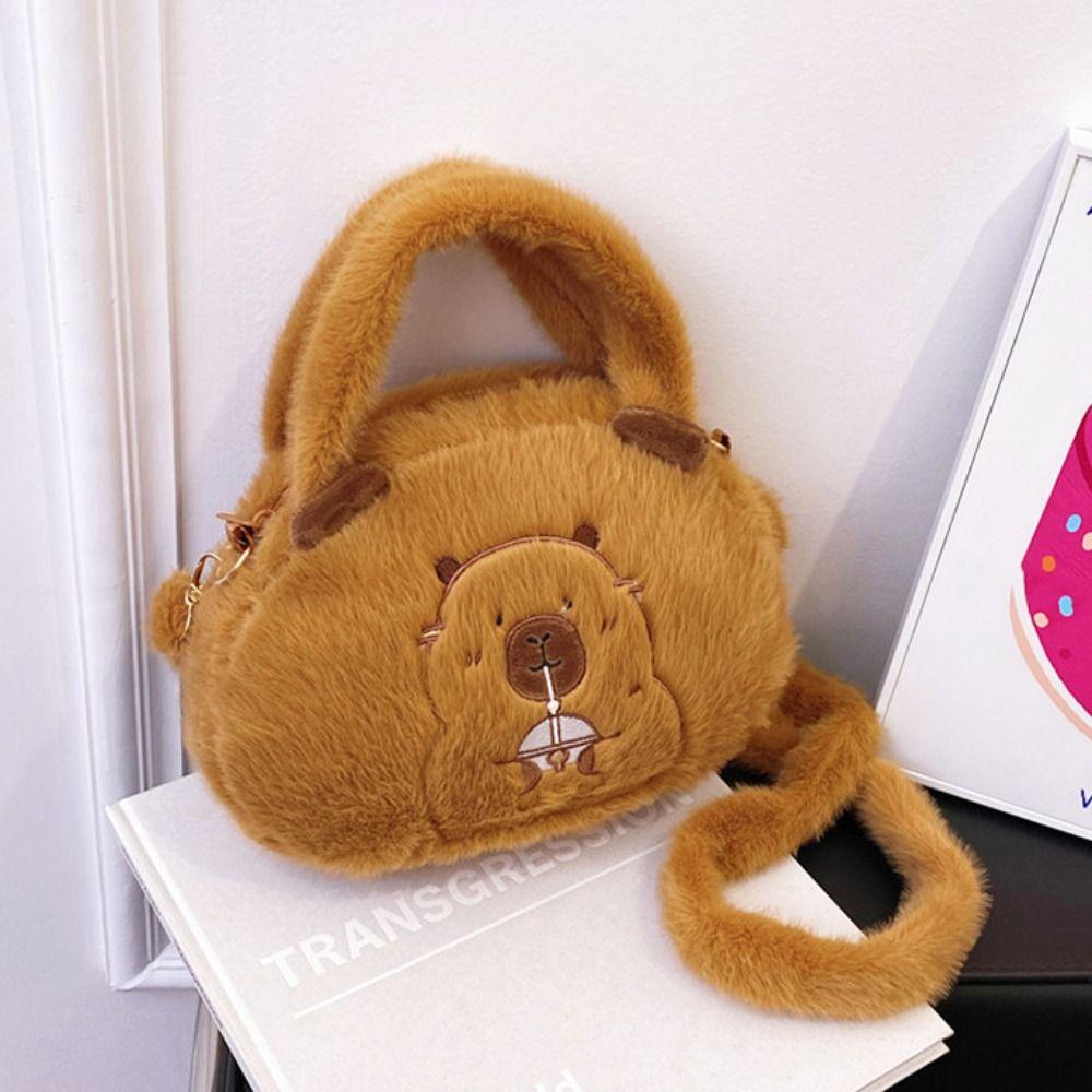 Large Capacity Capybara Plush Crossbody Bag Schoolbag Cartoon Shoulder Bag Outdoor