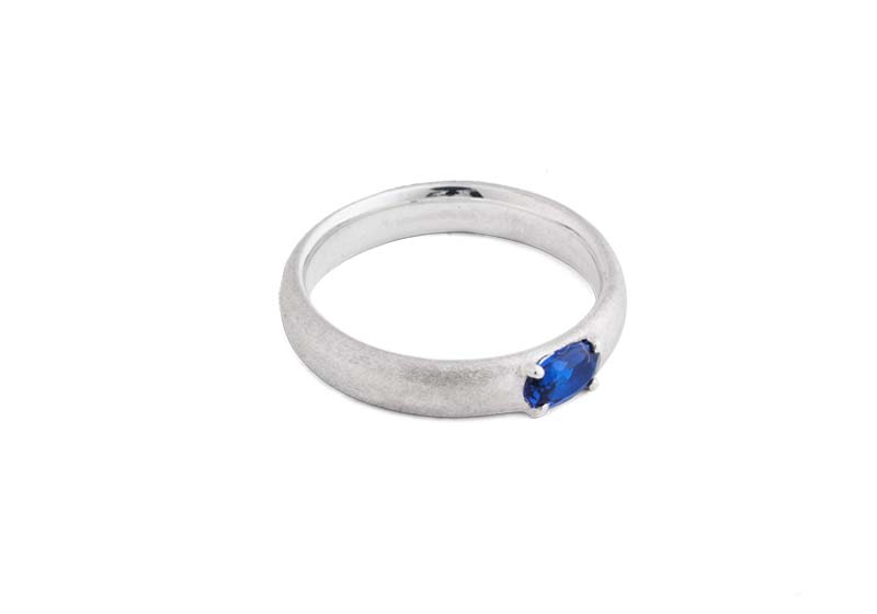 Bebello [Bs-408] 925 Silver Color Cubic Ring (Blue)