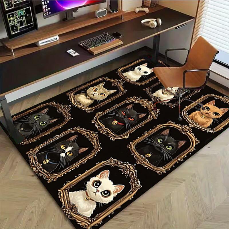 1PC Cat portraits Extra Large Non-Slip Floor carpet, Office, family, bedroom, Studio - Large Area Rug Indoor Rugs, Vibrant Colors-W263