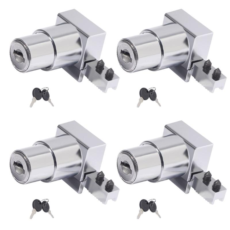 4Pcs Plunger Push Lock with Key For Sliding Glass Door Display Case Showcase Hinged Glass Cabinet Lock for 5mm-8mm Door